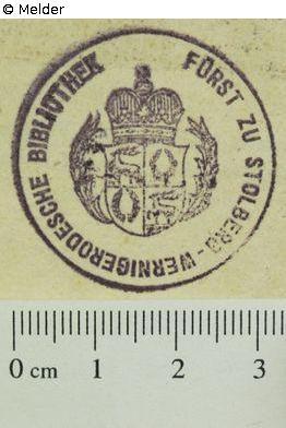 Stempel der Fürst zu Stolberg-Wernigerodeschen Bibliothek